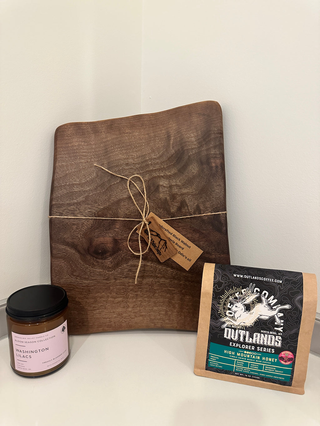 Black Walnut Charcuterie Board + Locally Roasted Coffee+ Candle